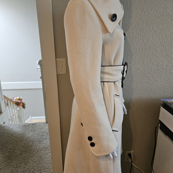 Soia & Kyo cream heavy belted wool coat size small - Picture 5 of 12